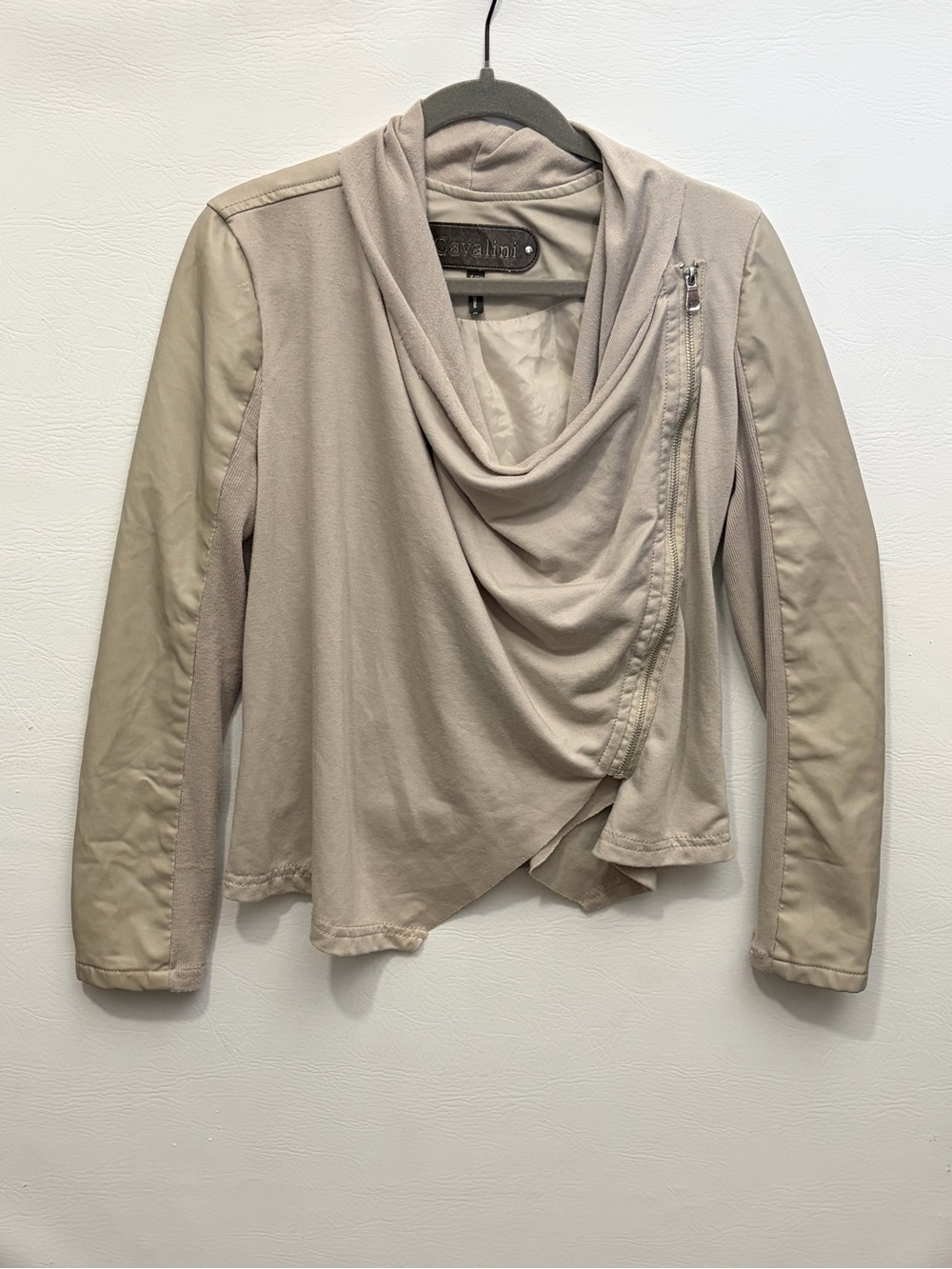 Cavalini Vegan Leather Cream Moto Jacket Small